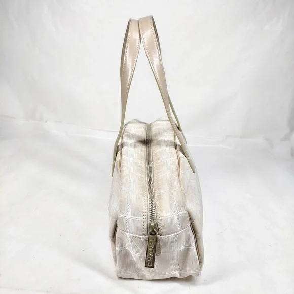 Chanel Hand Bag Beige Canvas Leather Woman Authentic Used - Picture 3 of 10